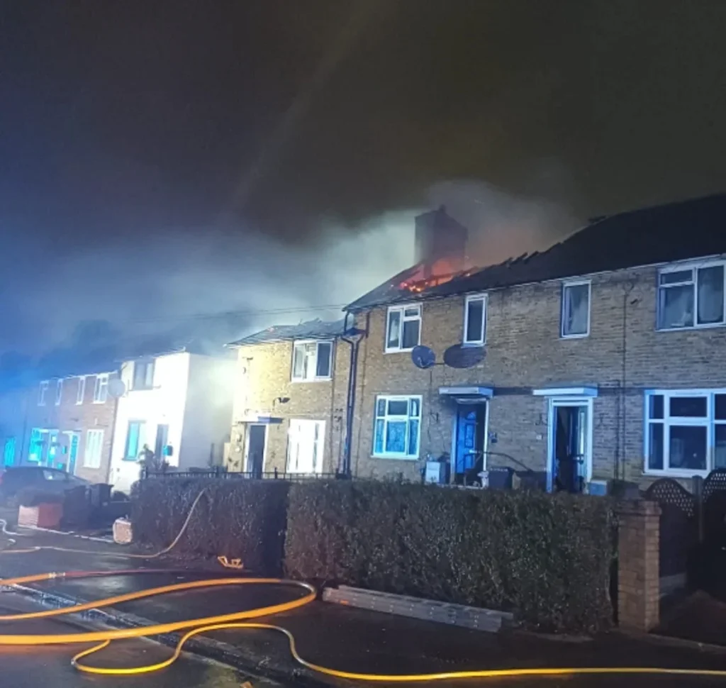 Family rescued from house fire as 60 firefighters battle blaze