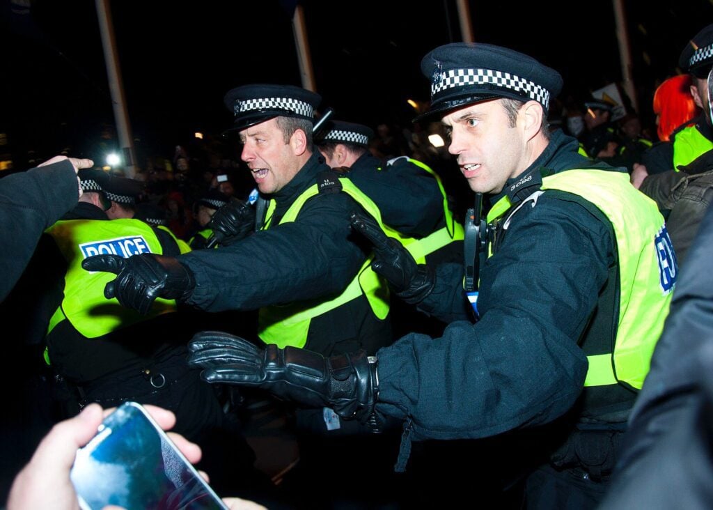 Police Clash With Protesters Outside Iranian Embassy in London
